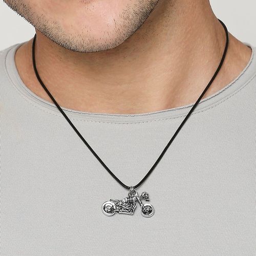 Fabula Black Steel Biker Punk Skull Fashion Pendant Necklace For Men Boys
