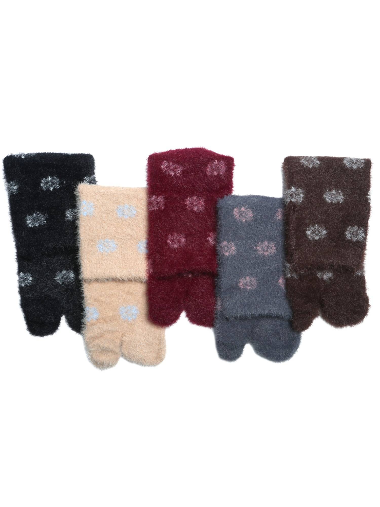 NEXT2SKIN Women'S Fur Winter Ankle Thumb Socks with Floral Pattern -Multi-Color (Pack Of 5)