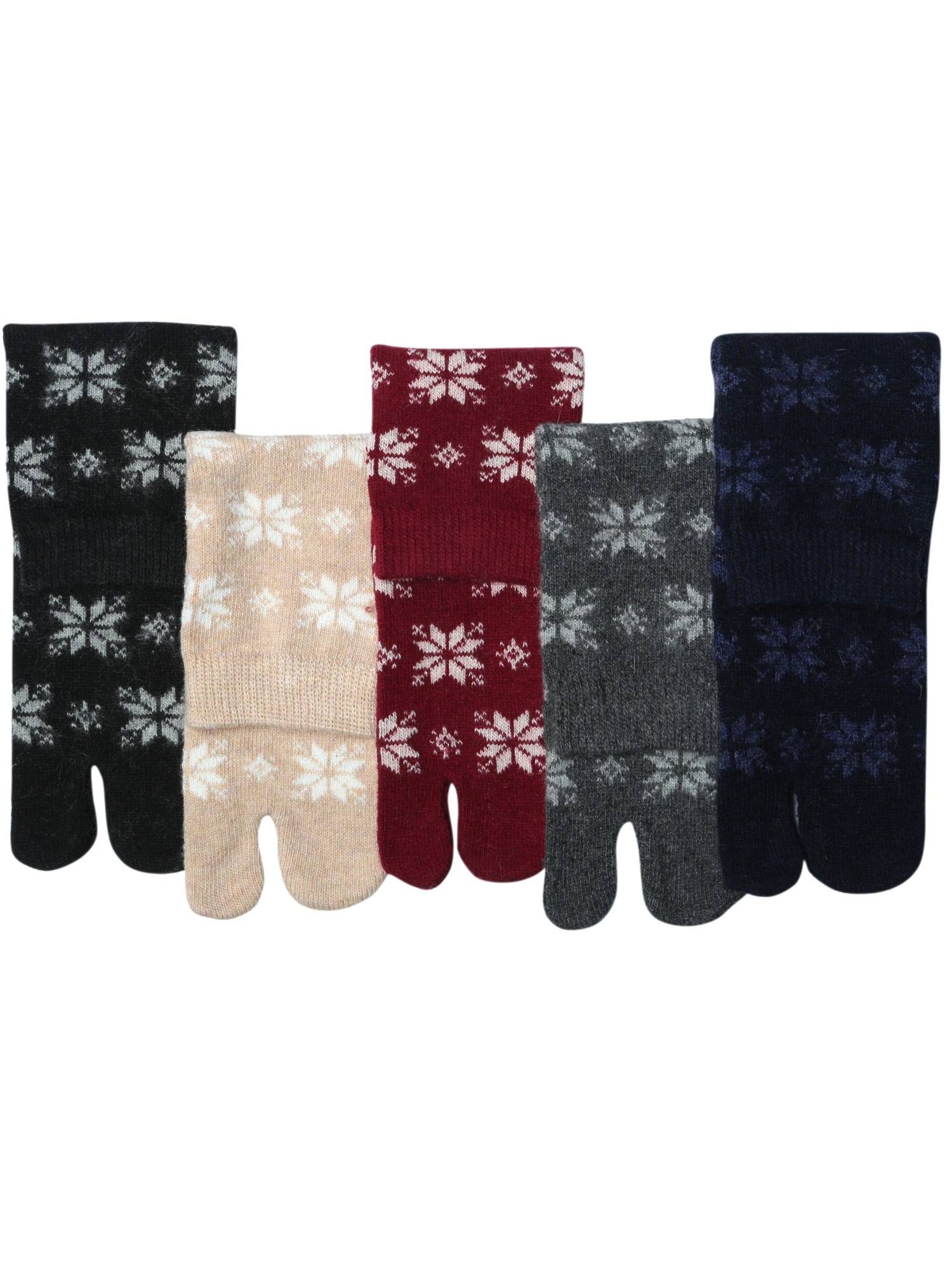 NEXT2SKIN Women'S Winter Ankle Thumb Socks with Snowflake Pattern -Multi-Color (Pack Of 5)