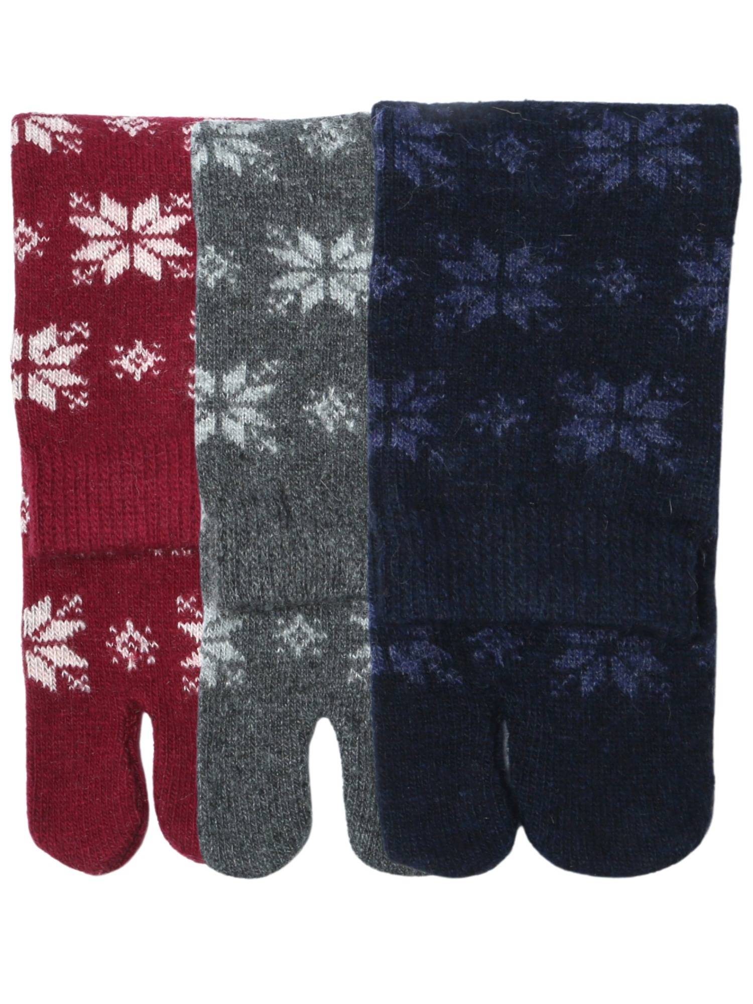NEXT2SKIN Women'S Winter Ankle Thumb Socks with Snowflake Pattern -Multi-Color (Pack Of 3)