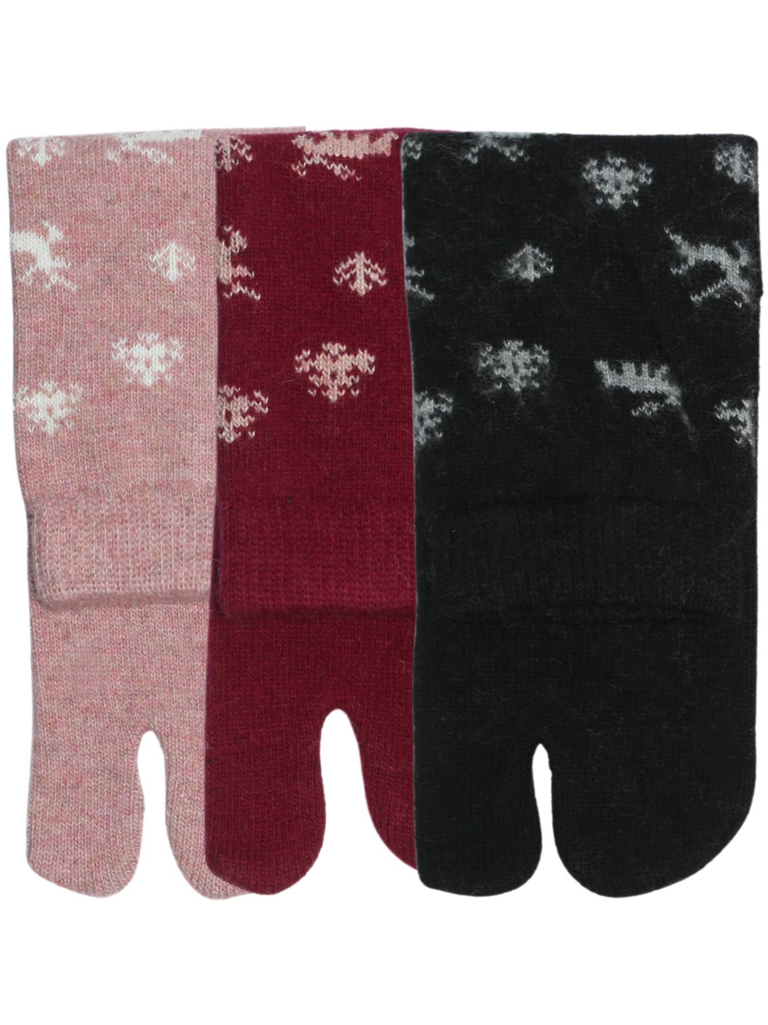 NEXT2SKIN Women'S Winter Ankle Thumb Socks with Winter Themed Pattern -Multi-Color (Pack Of 3)