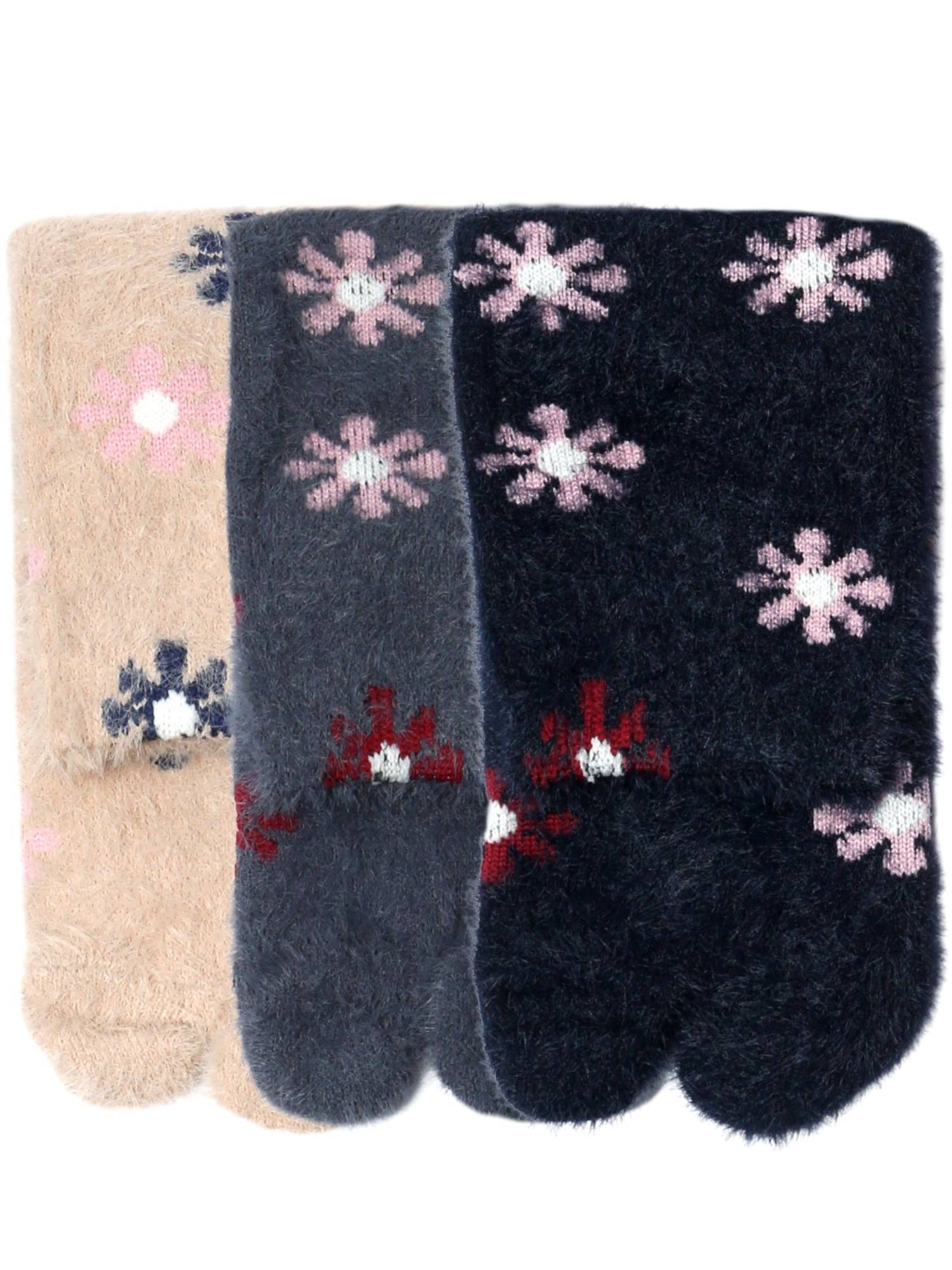 NEXT2SKIN Women's Winter Ankle Thumb Socks With Snowflake Knit Pattern-Multi-Color (Pack of 3)
