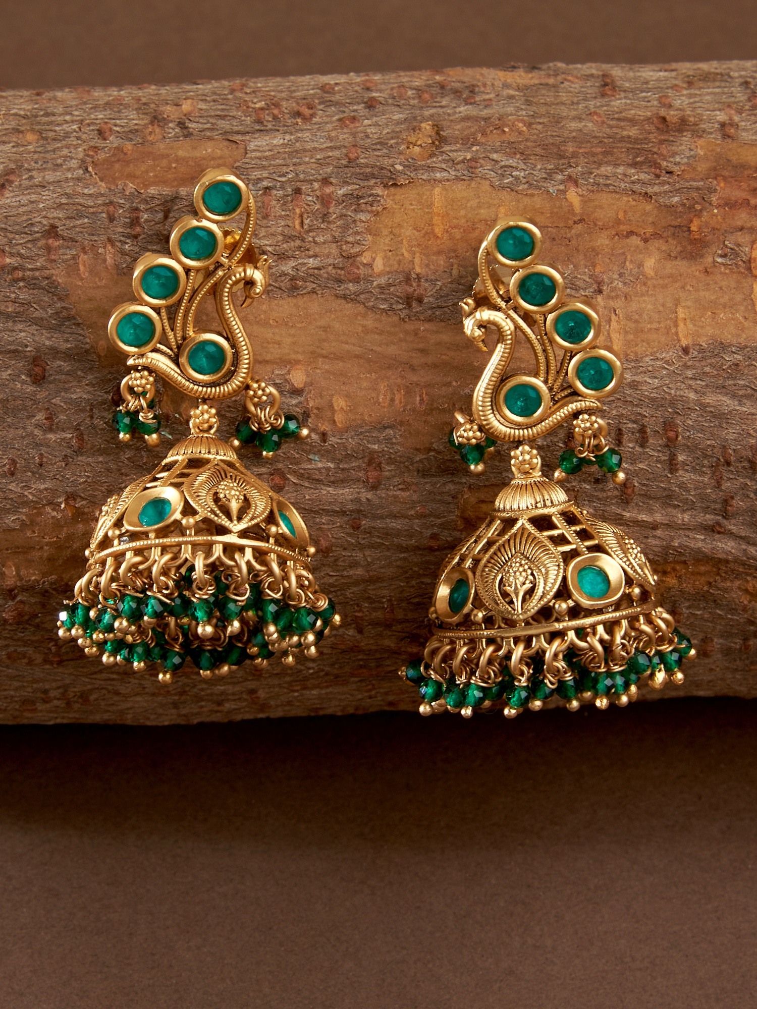 Designer 22kt 1gm gold plated RubyEmerald Stone Studded JhumkaJhumki   Griiham