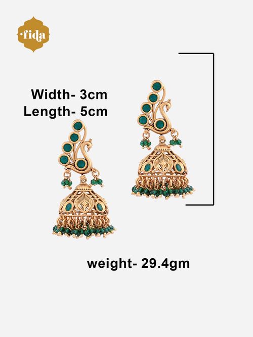 Buy Fida Wedding Ethnic Antique Gold Emerald Stoned Peacock Temple