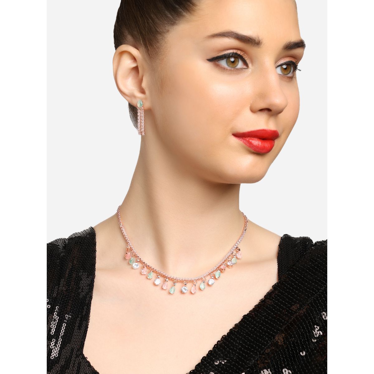buy-zaveri-pearls-green-and-pink-designer-party-necklace-set-zpfk16940