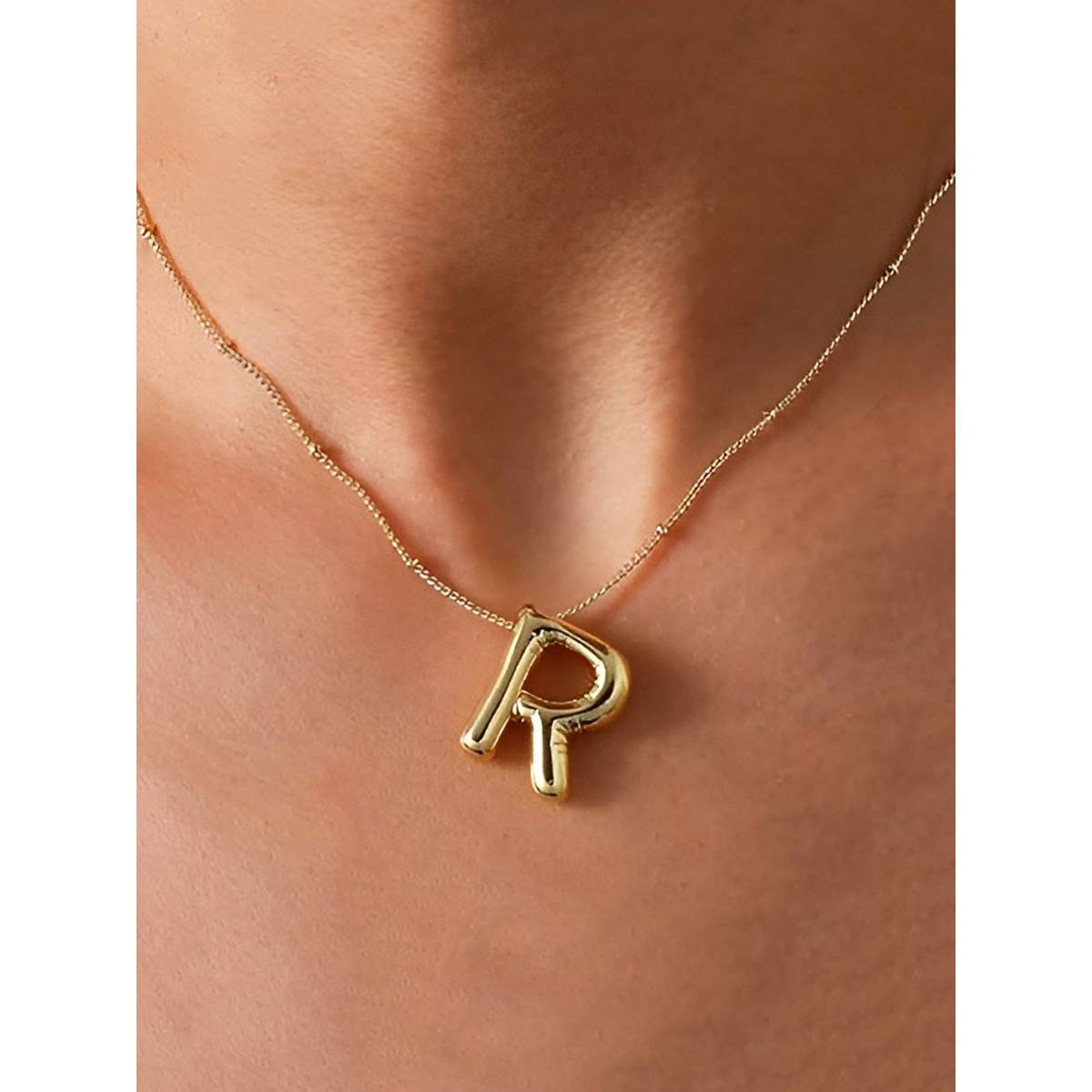 Designs & You Gold Plated Anti Tarnish Stainless Steel Alphabetical R Pendant Necklace