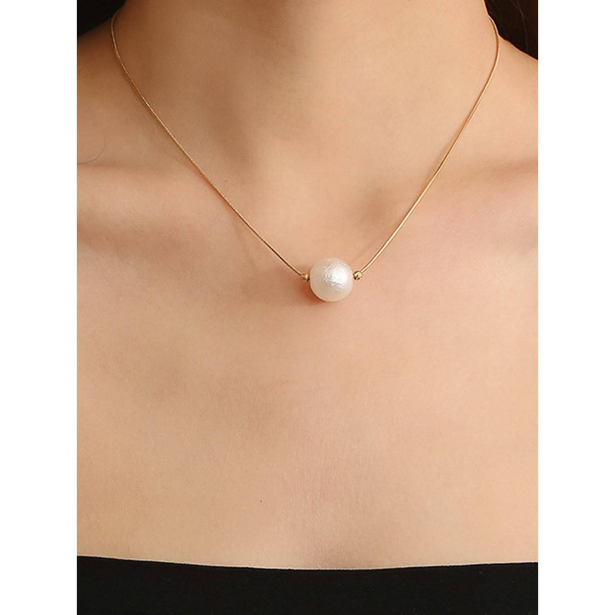 Designs & You Gold Plated Stainless Steel Anti Tarnish Pearl Pendant Necklace