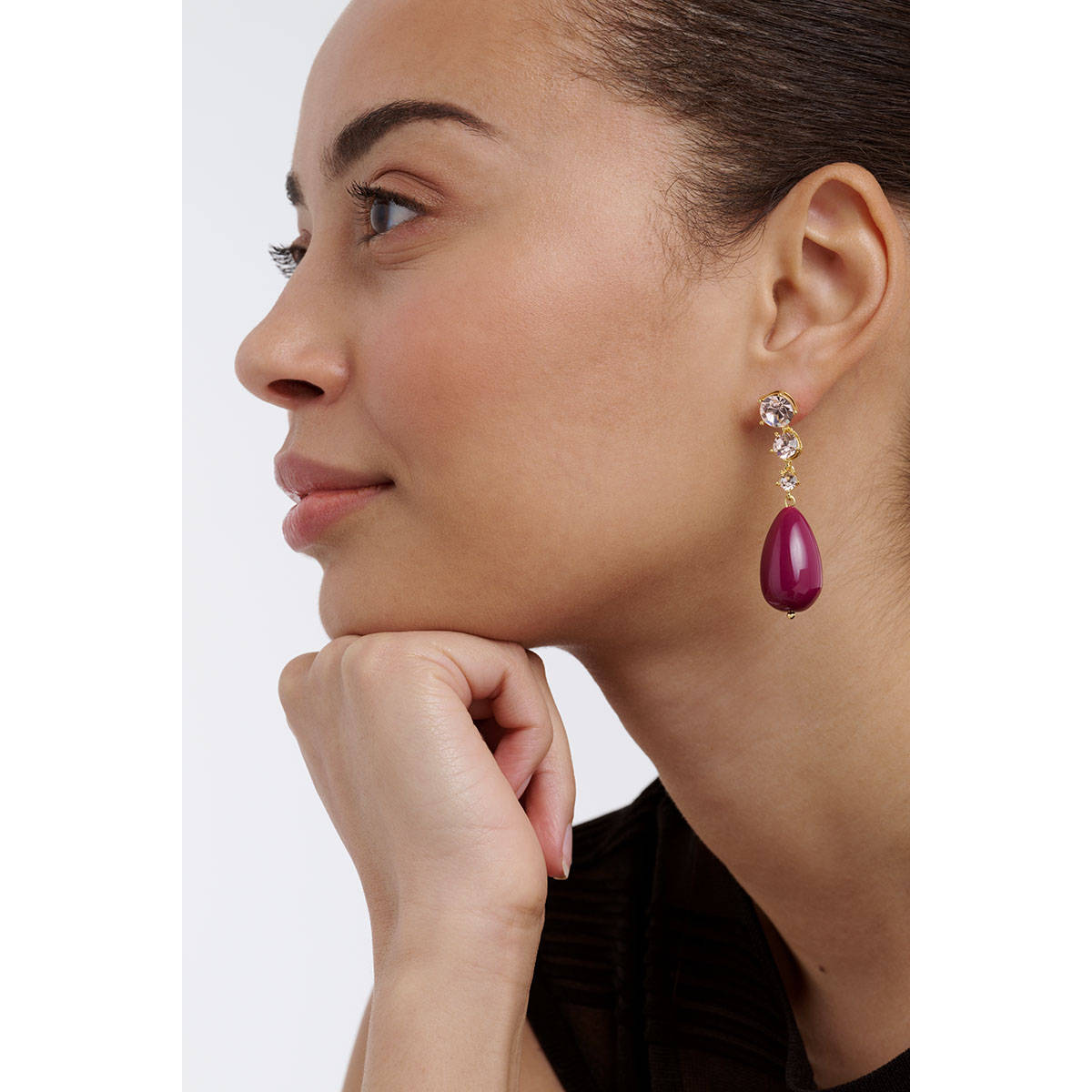 Ted Baker Purple Statement Crystal Bead Drop Earrings