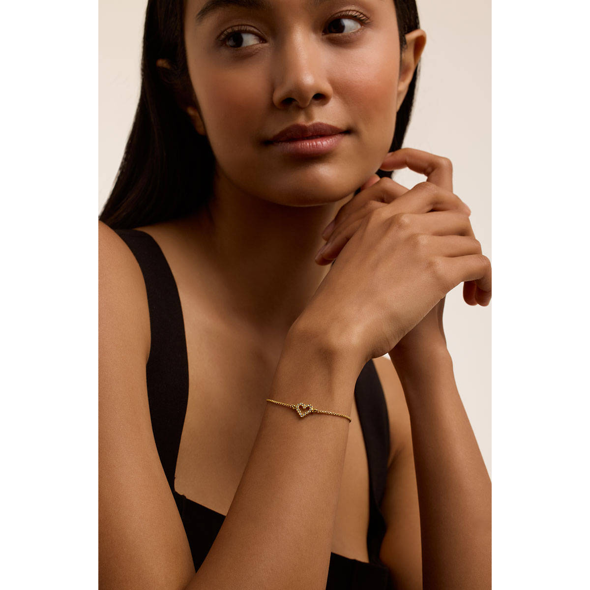 Ted Baker Gold Plated Crystal Halo Heart Adjustable Bracelet