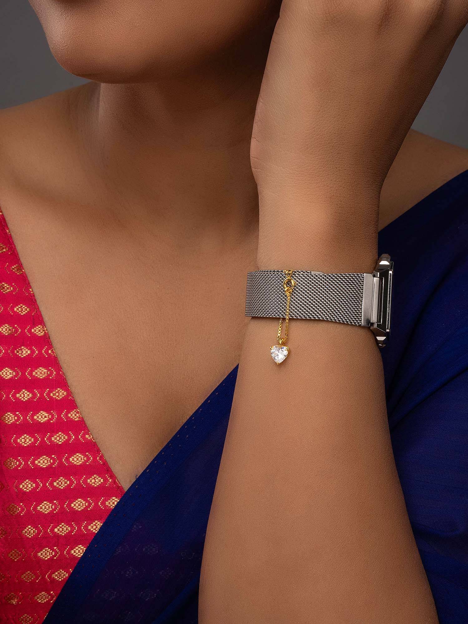 Sica Jewellery 925 Silver Heart Solitaire Watch Charm