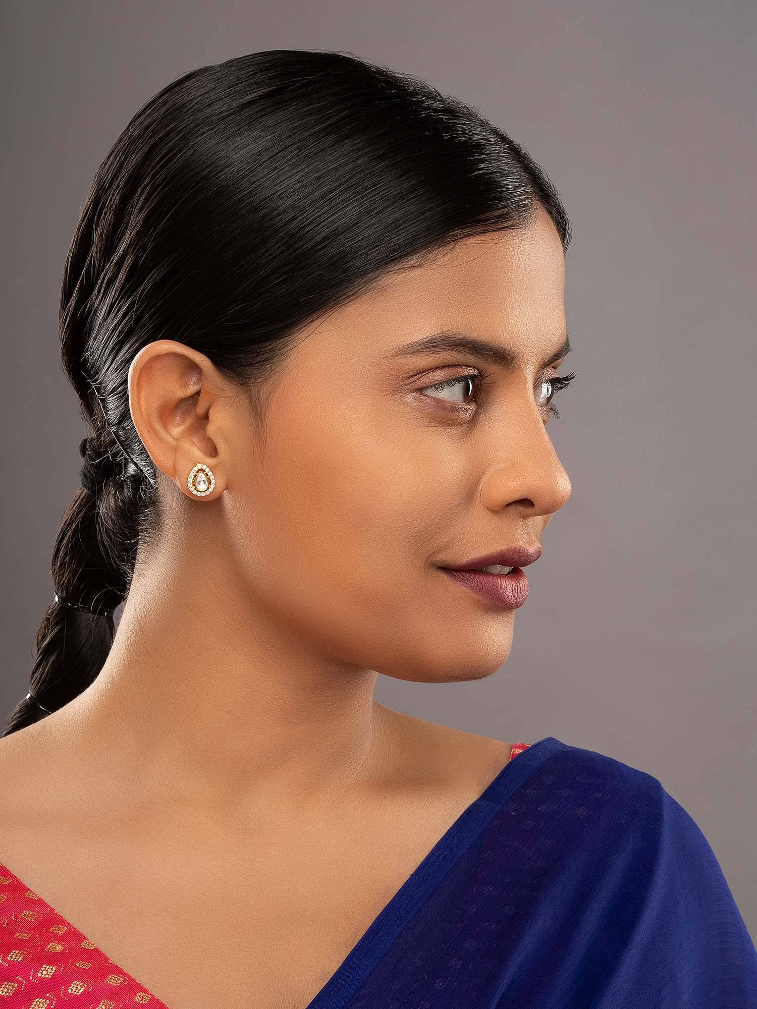 Sica Jewellery 925 Silver Moissanite Polki Avya Earrings
