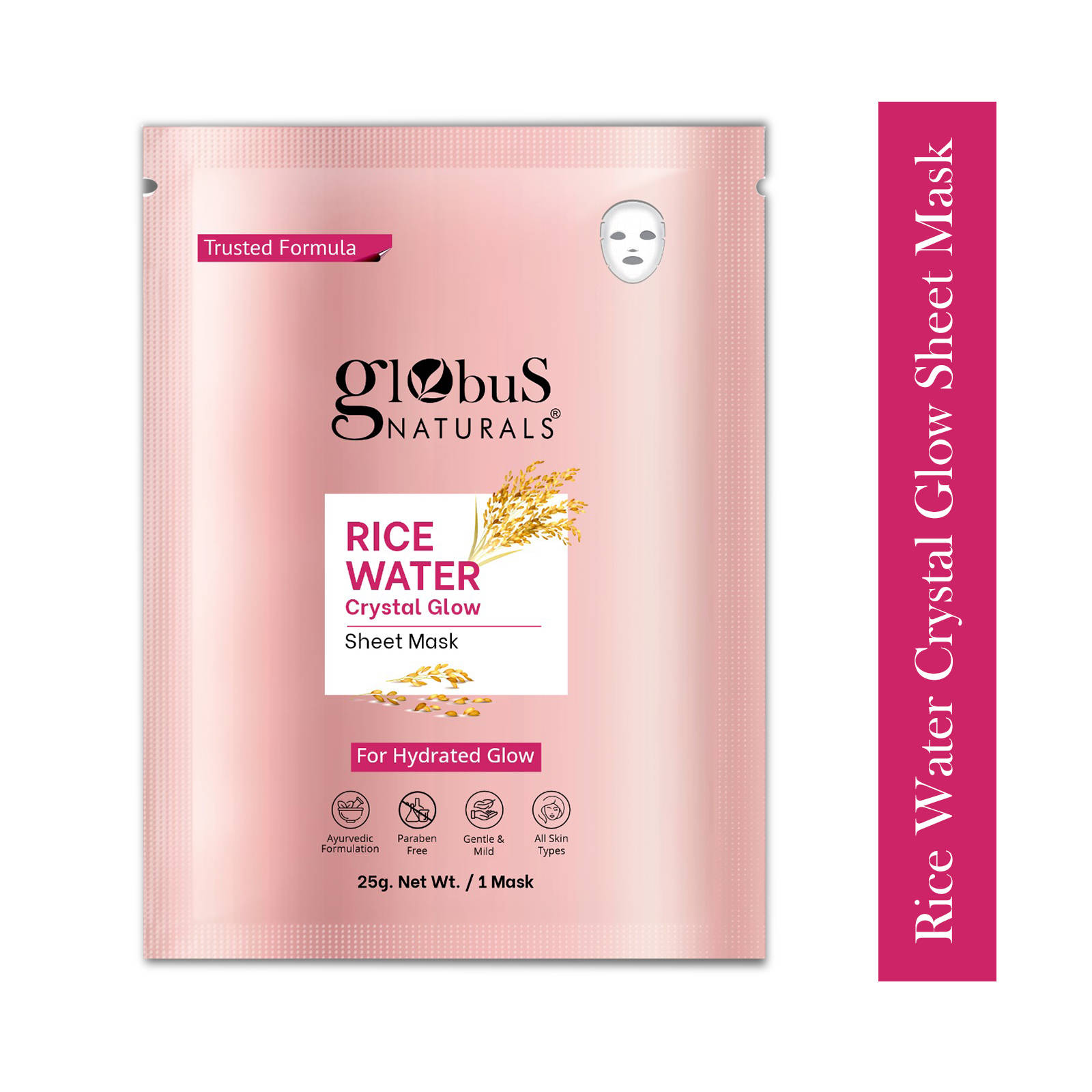 Globus Naturals Rice Water Crystal Glow Sheet Mask Suitable