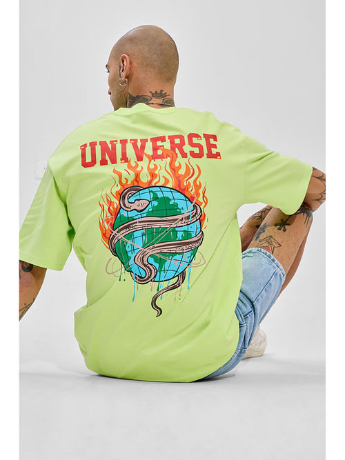 Snitch Universe Lime Green Graphic Printed Oversized Fit T-Shirt