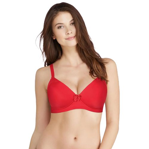 Shyaway Taabu 3/4th Coverage Wirefree Lace Everyday T-Shirt Padded Bra-Red  (32B)