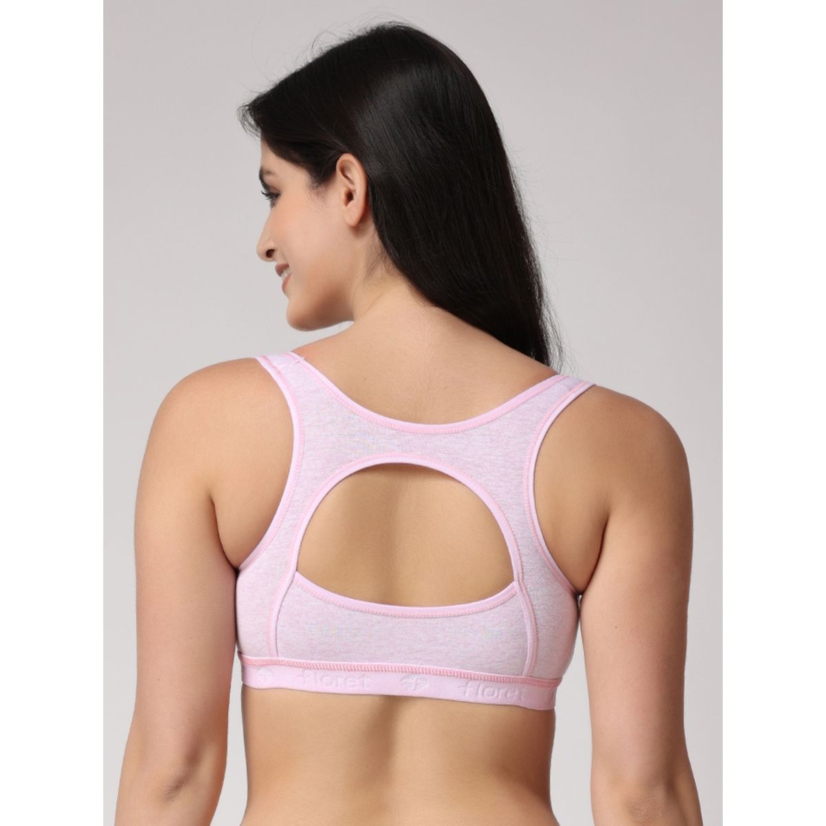 Buy Floret Heavily Padded Full Coverage Pink Sports Bra Online