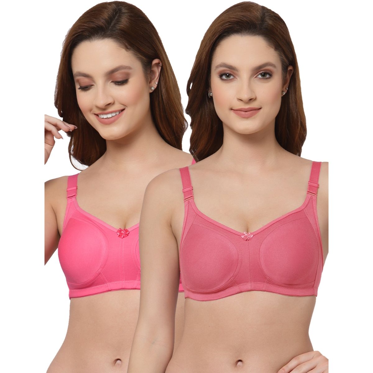 Buy Floret Women Non Padded & Non-Wired Full Coverage Pink T-Shirt Bra  (Pack of 2) Online