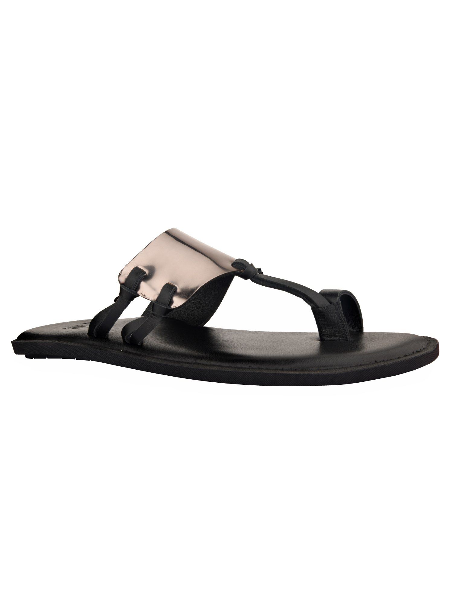 Silver leather flip online flops