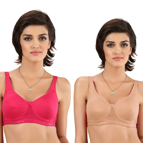 Buy Groversons Paris Beauty Plus Size Non-Padded Bra- Pack of 2 Erika -  Multi-Color (34D) Online