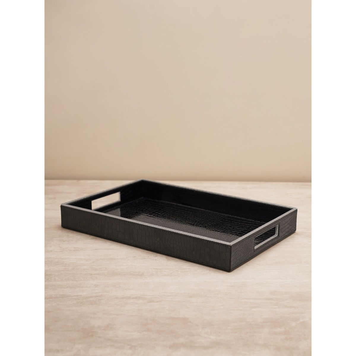 Pure Home + Living Black Rectangle Faux Leather Serving Tray Buy Pure