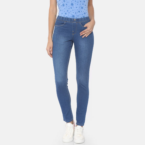 Buy Go Colors Blue Denim Jeggings 360 Degree Super Stretch (M) Online