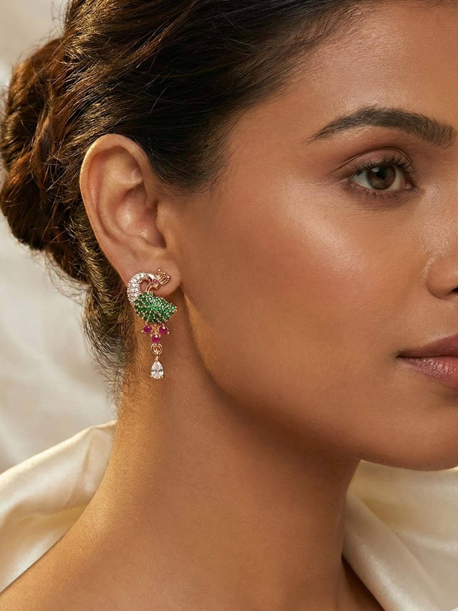 Estele Swarnika - Morbagh Multi-Color Rose Gold Earrings