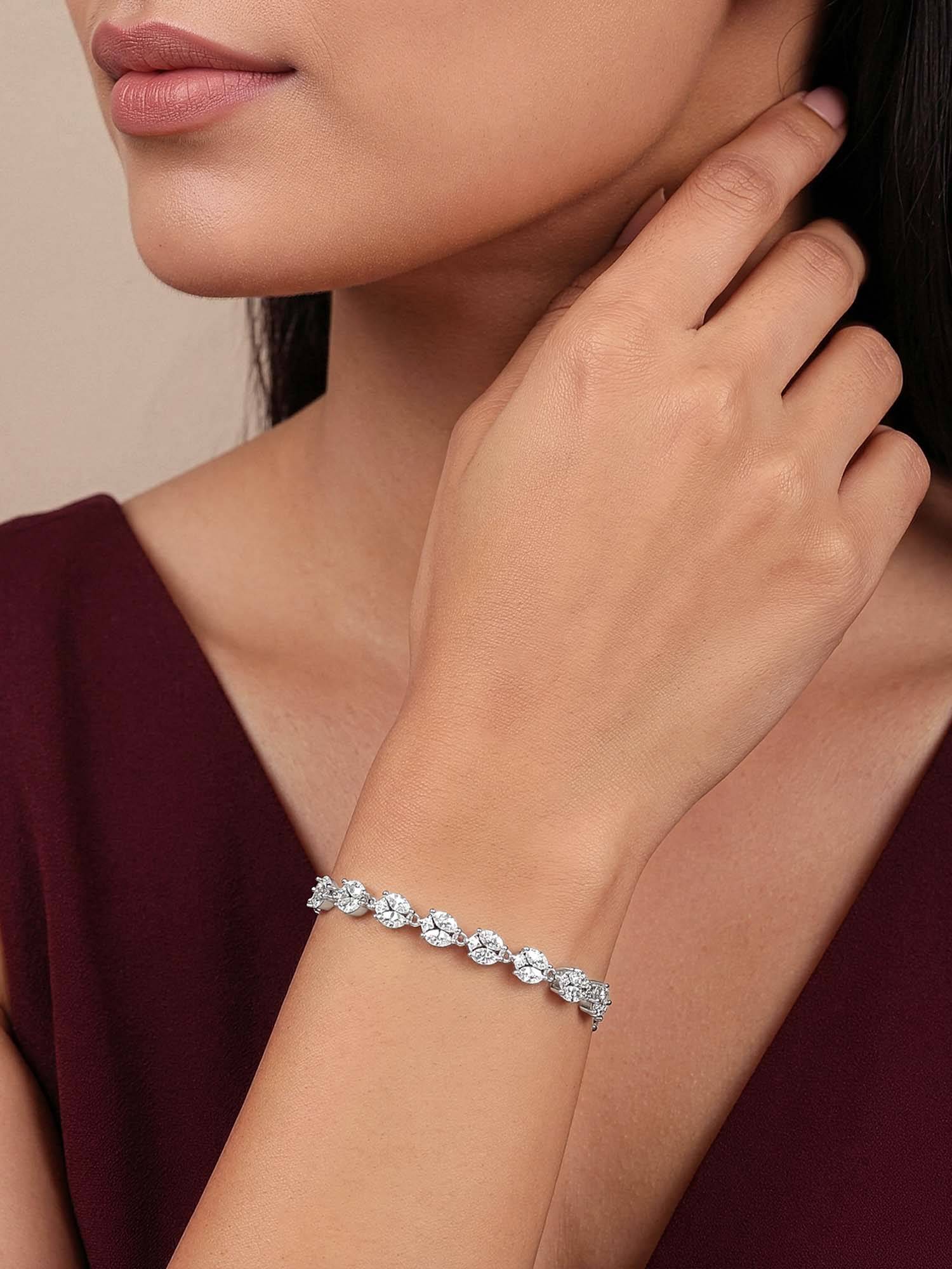 GIVA 925 Silver White Whispering Vines Bracelet