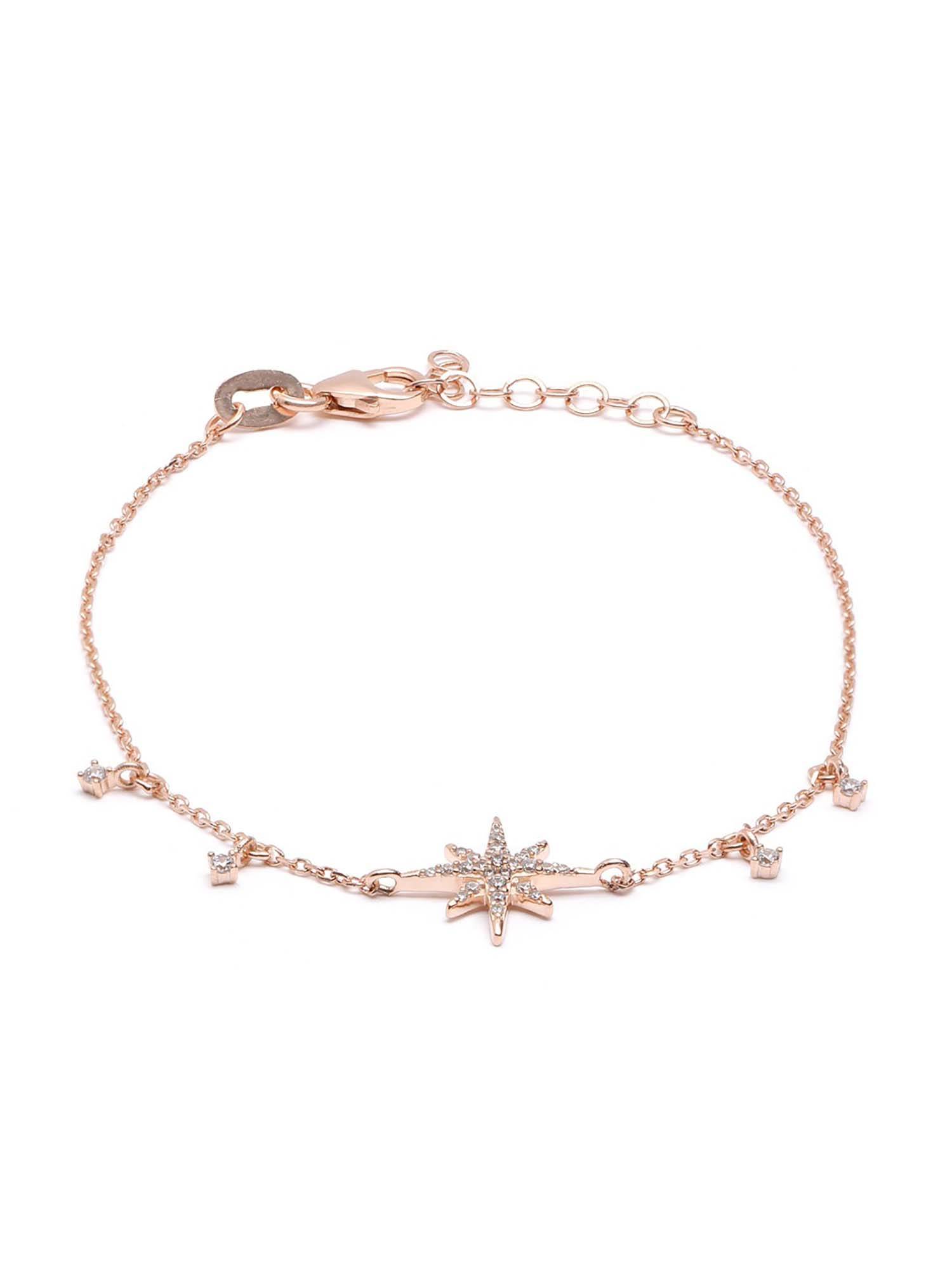 Buy Carlton London 18kt Rose Gold Plated White CZ Burst Star Charm ...