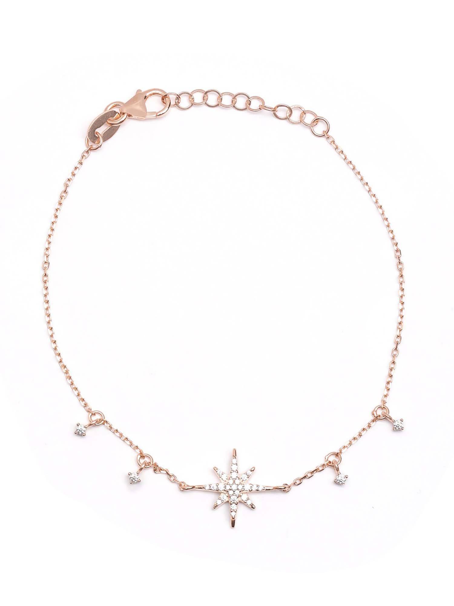 Buy Carlton London 18kt Rose Gold Plated White CZ Burst Star Charm ...