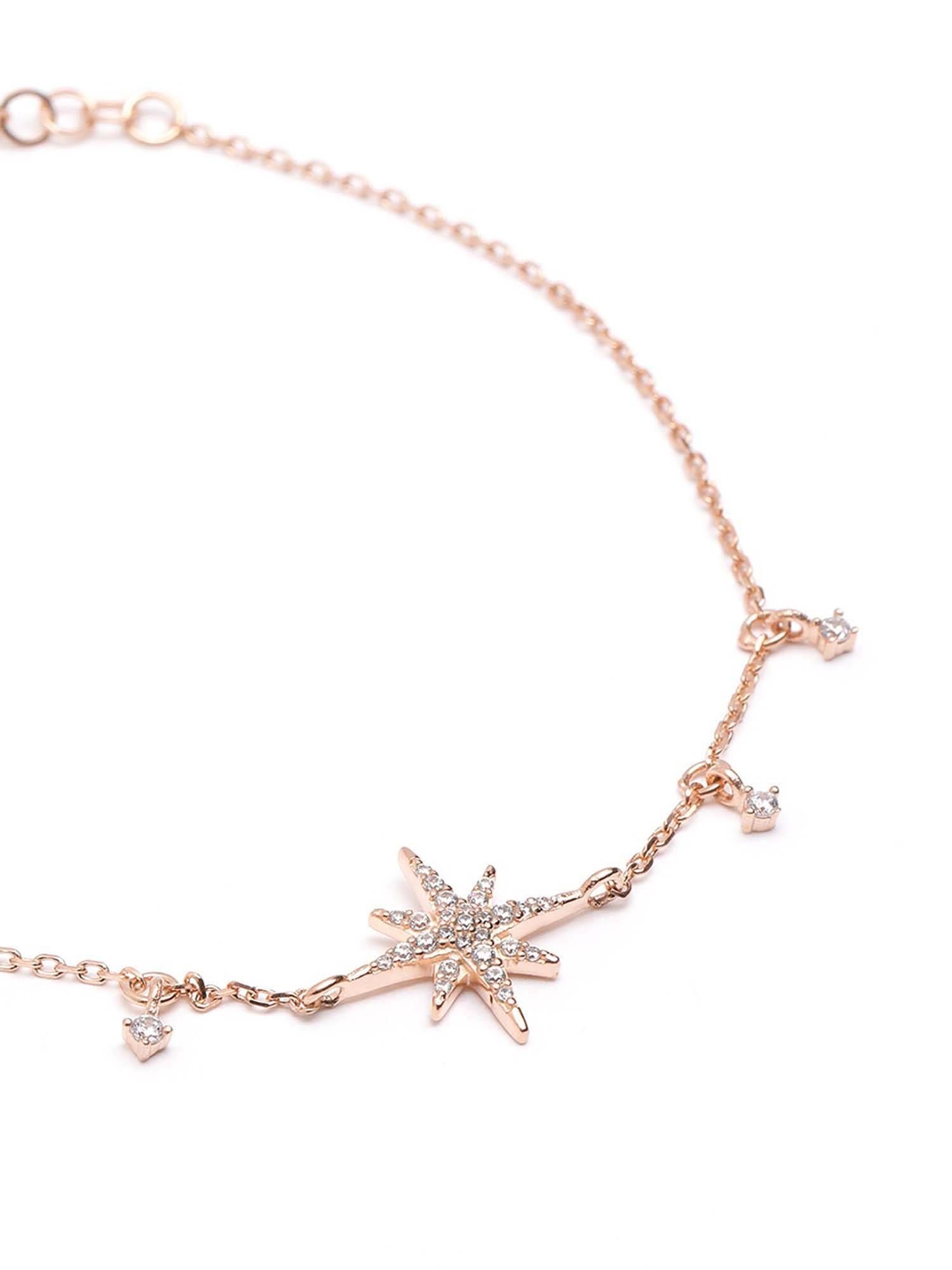 Buy Carlton London 18kt Rose Gold Plated White CZ Burst Star Charm ...