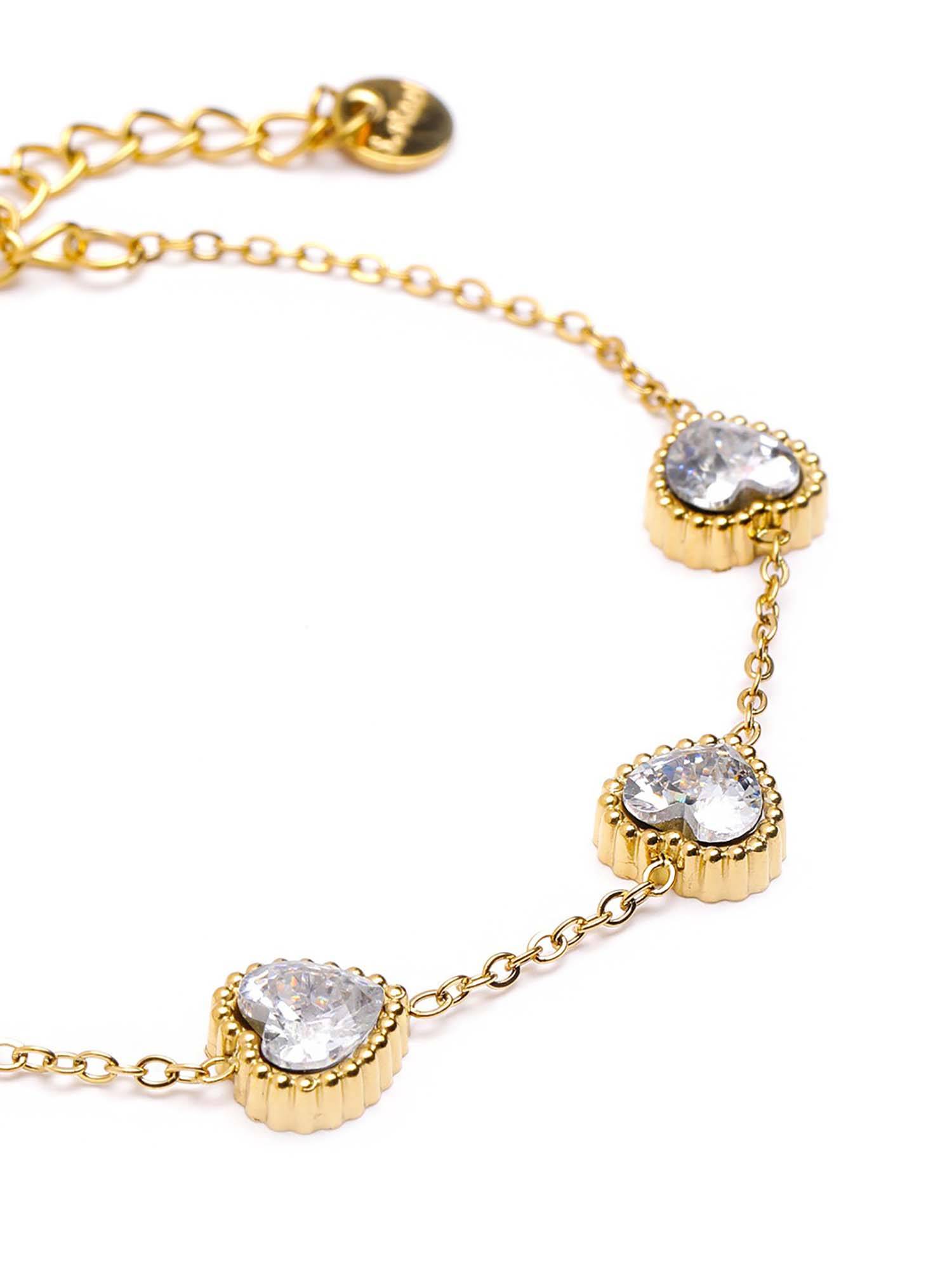 Buy Carlton London 18kt Gold Plated White CZ Heart Wraparound Bracelet ...