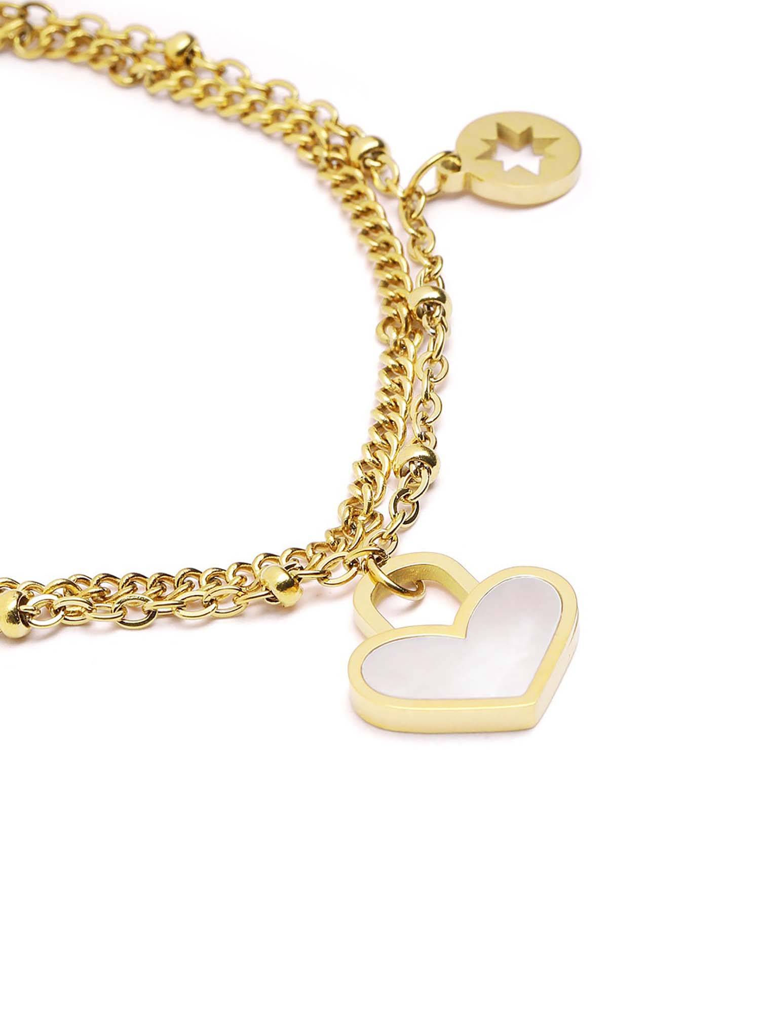 Buy Carlton London 18kt Gold Plated White CZ Dangling Shell Heart ...