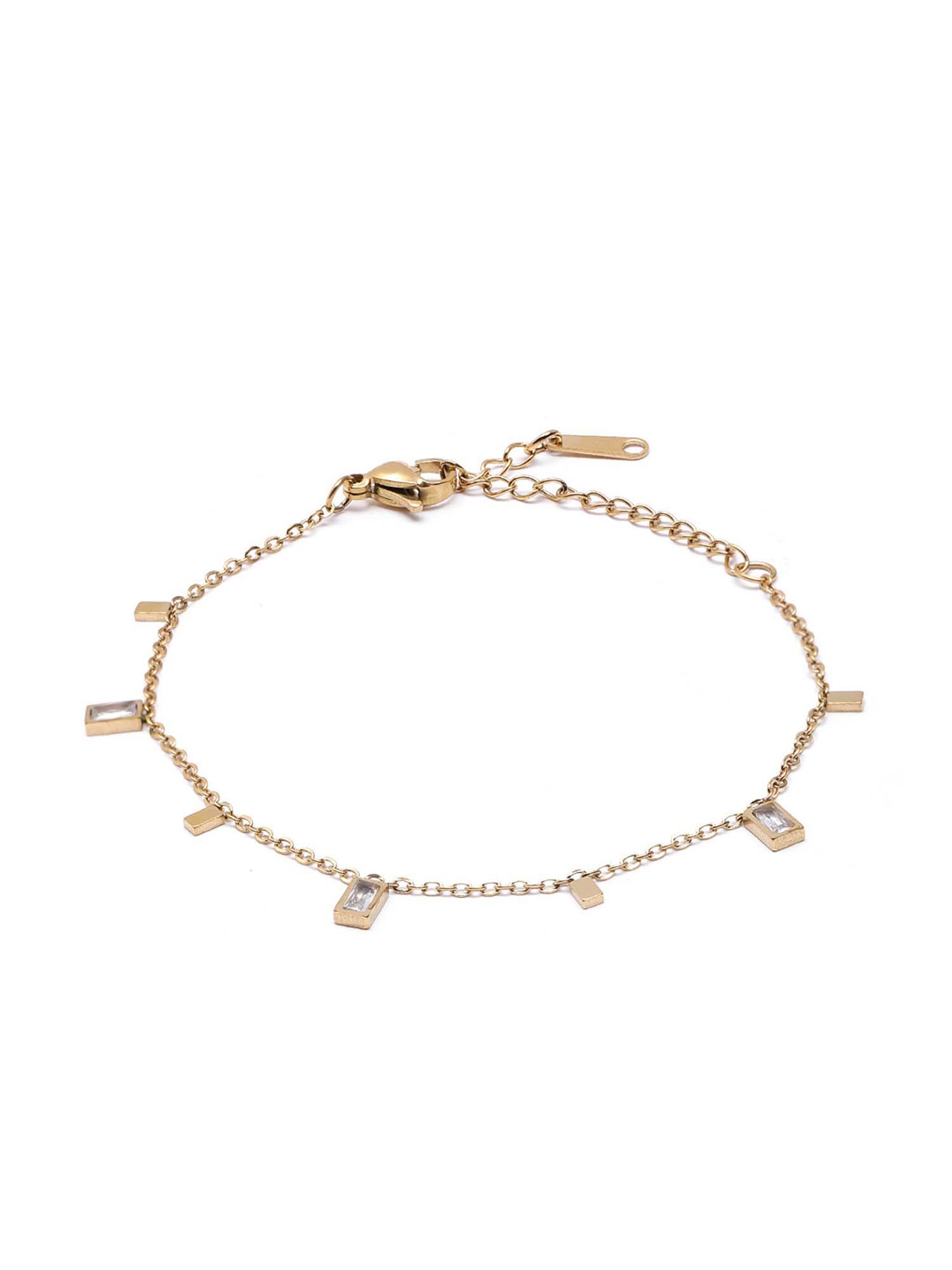 Buy Carlton London Gold Plated White CZ Charm Bracelet Online