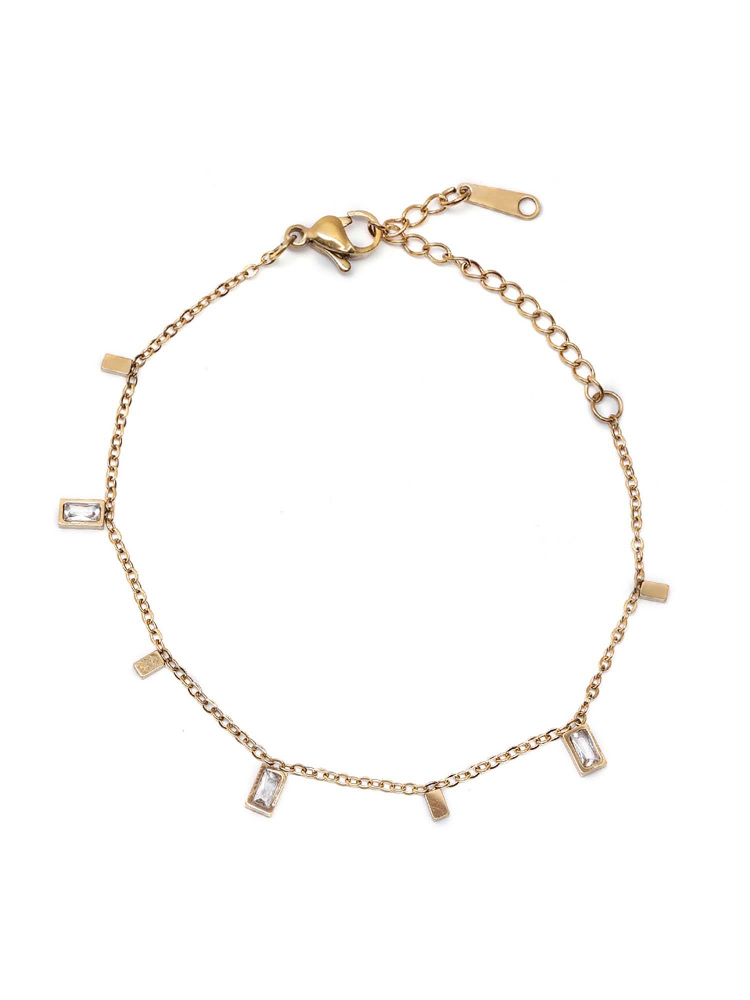 Buy Carlton London Gold Plated White CZ Charm Bracelet Online