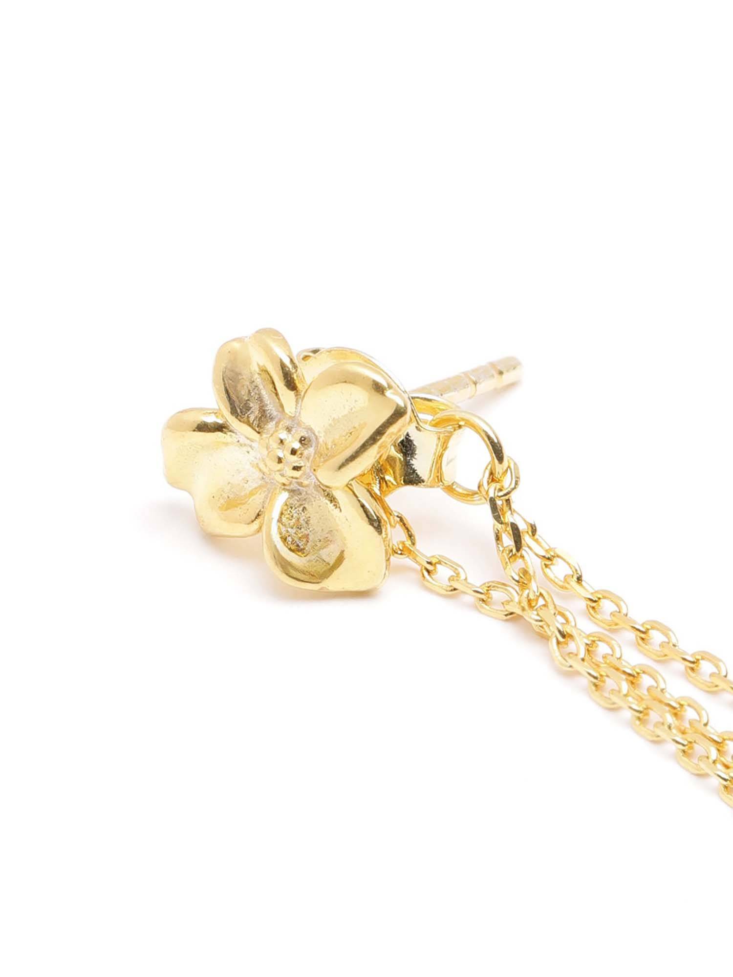 Buy Carlton London 18kt Gold Plated White CZ Floral Drop Earrings Online