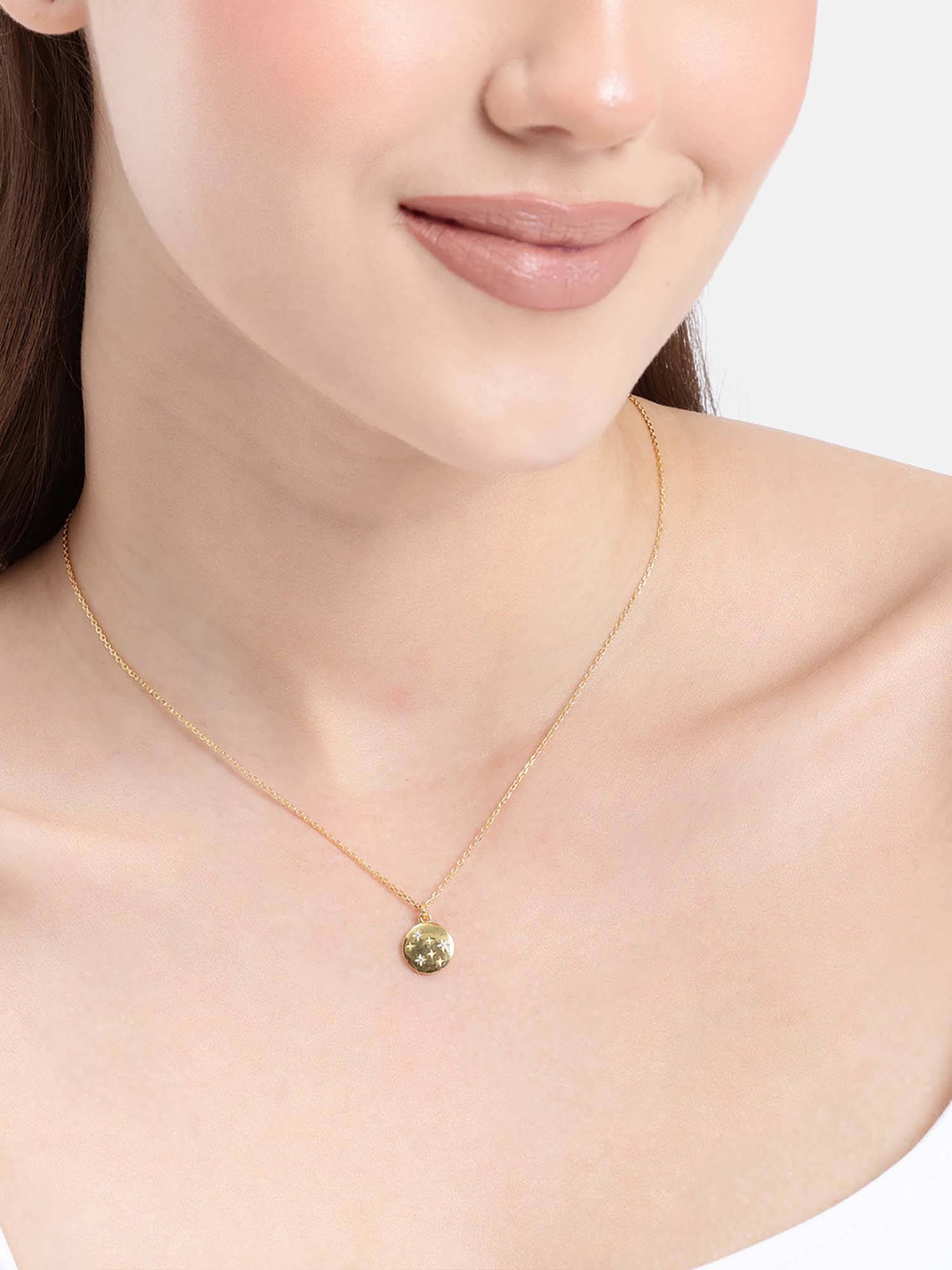 Carlton London 18kt Gold Plated CZ Circular Necklace