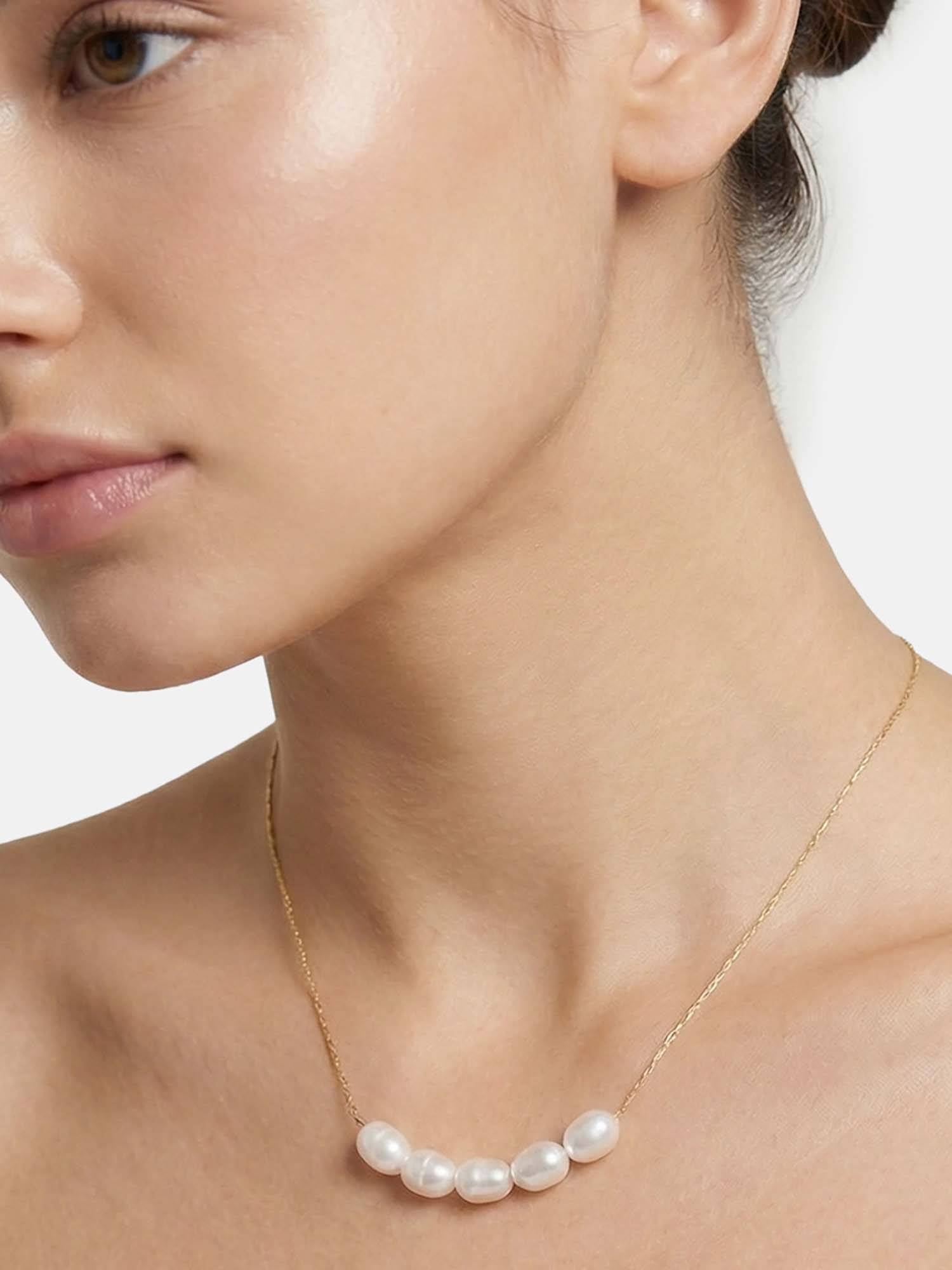 Buy Carlton London 18kt Gold Plated White Multiple Pearl Necklace Online