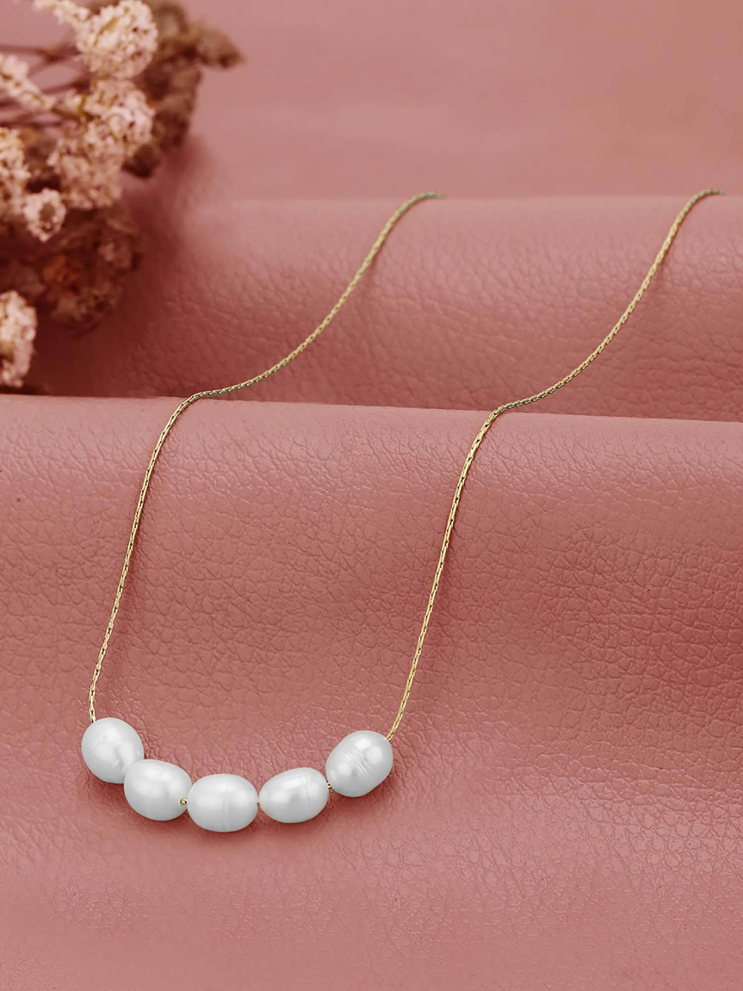 Buy Carlton London 18kt Gold Plated White Multiple Pearl Necklace Online
