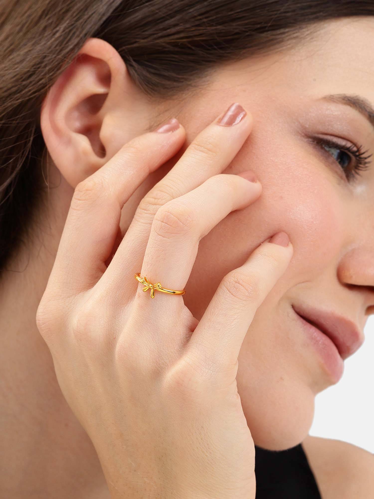 Carlton London Gold Plated Bow Adjustable Ring (6)