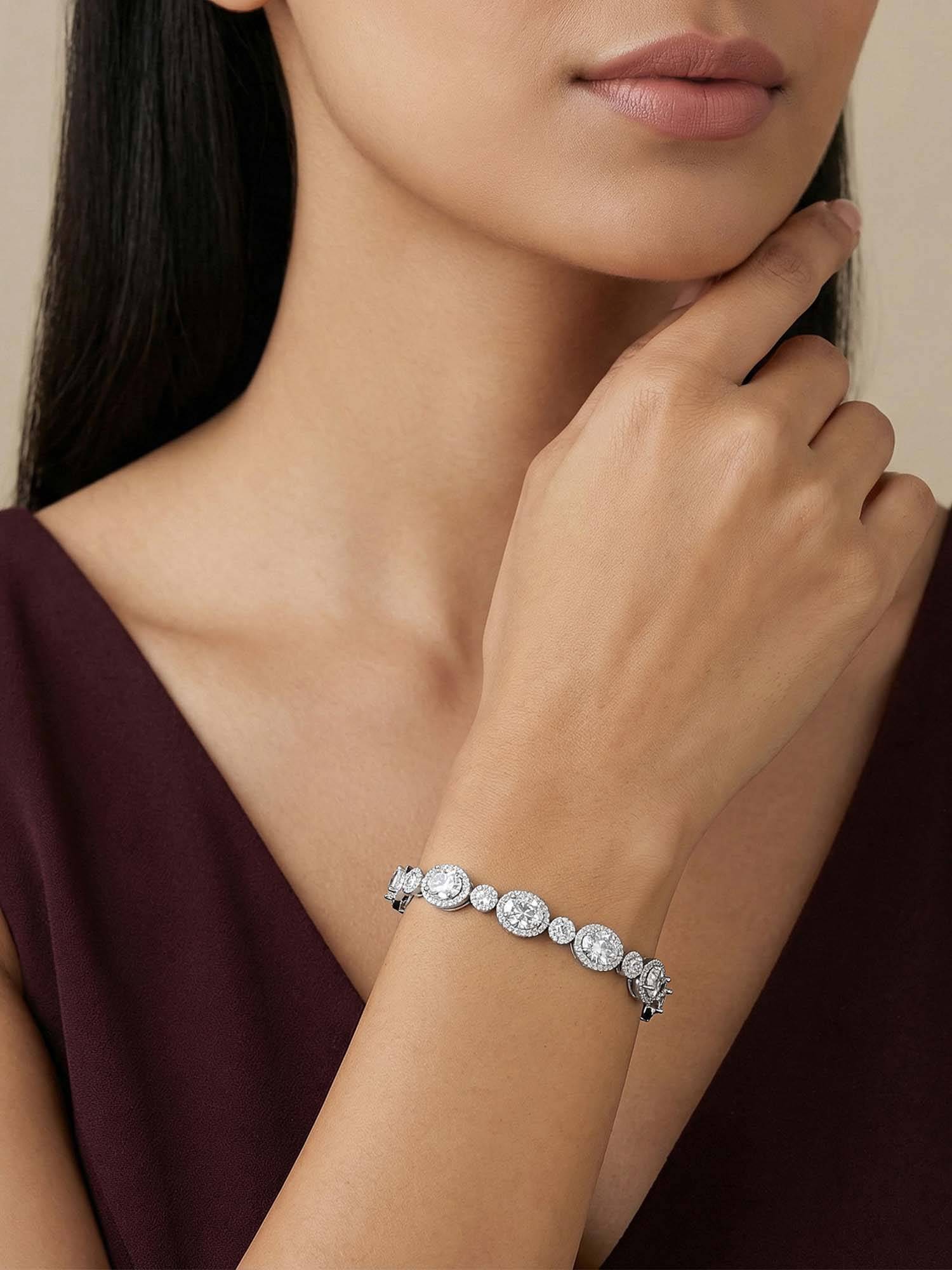 GIVA 925 Silver White Young Royals Zircon Bracelet