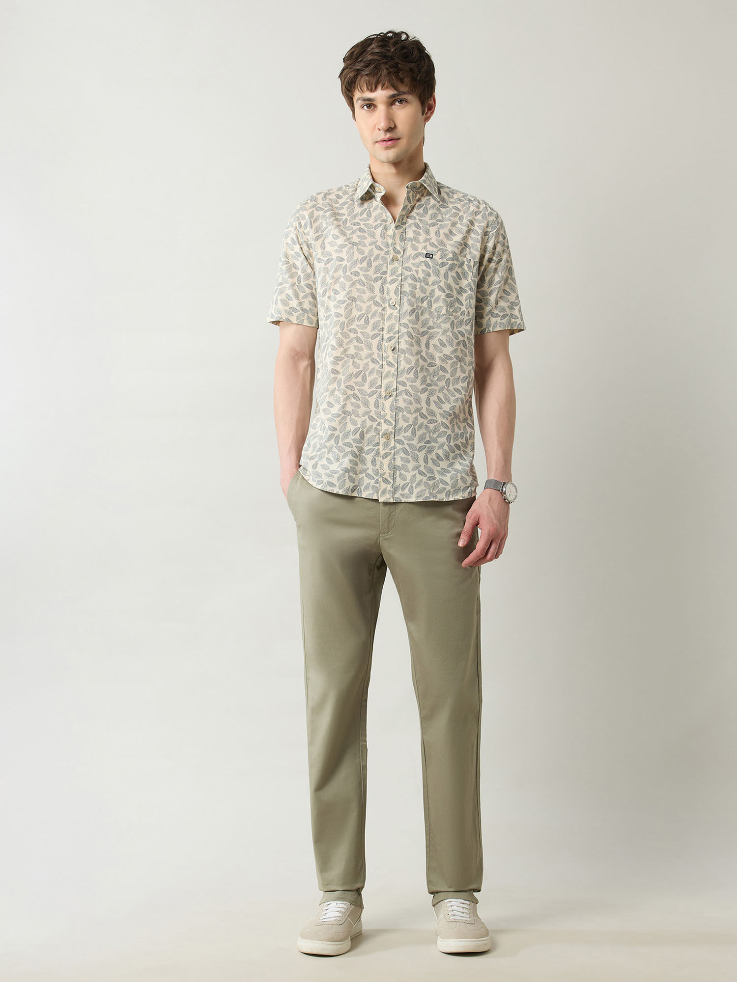 Buy Arrow Sports Men's Tropical Printed Pure Cotton Shirt-Yellow