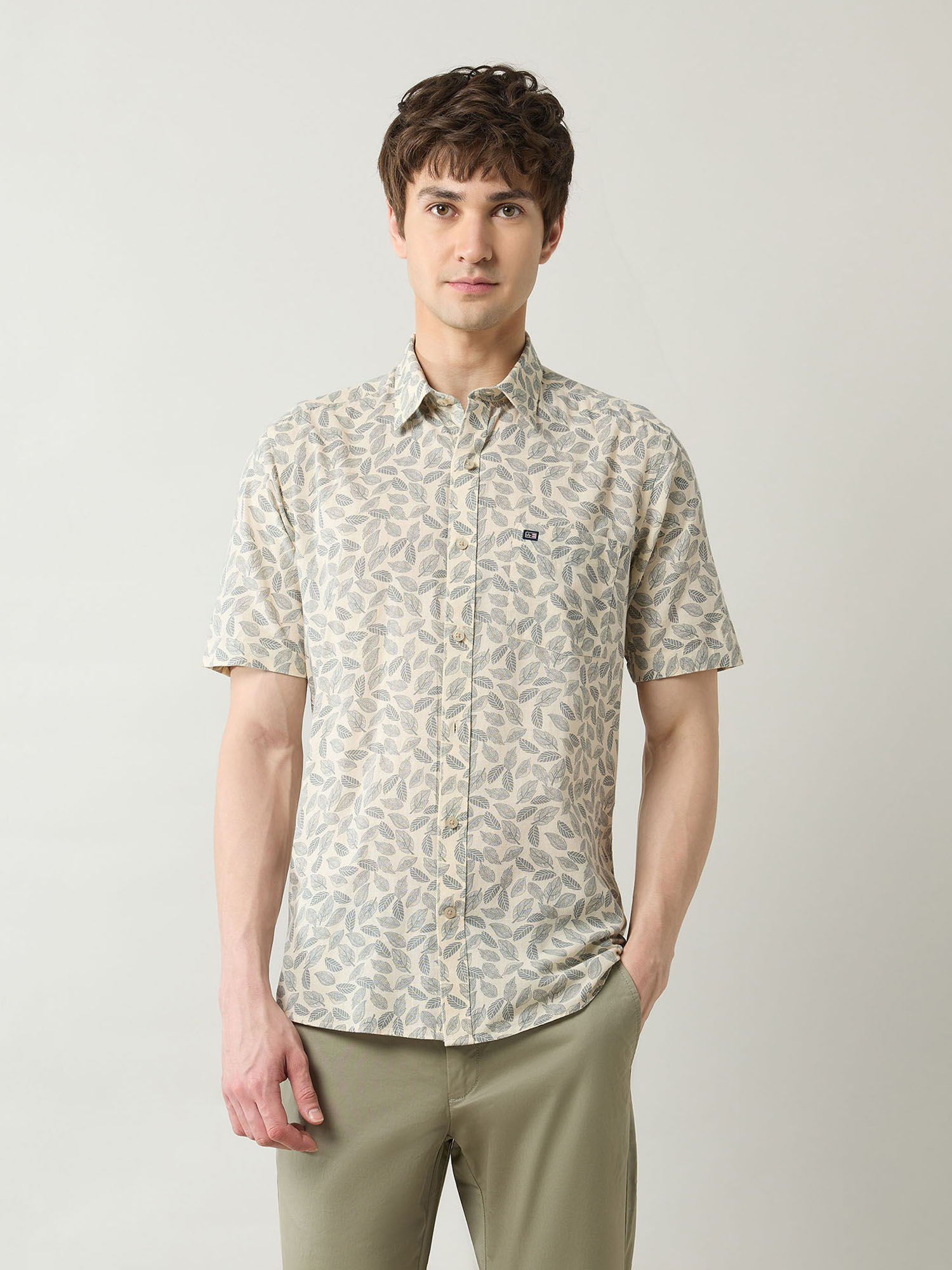 Buy Arrow Sports Men's Tropical Printed Pure Cotton Shirt-Yellow