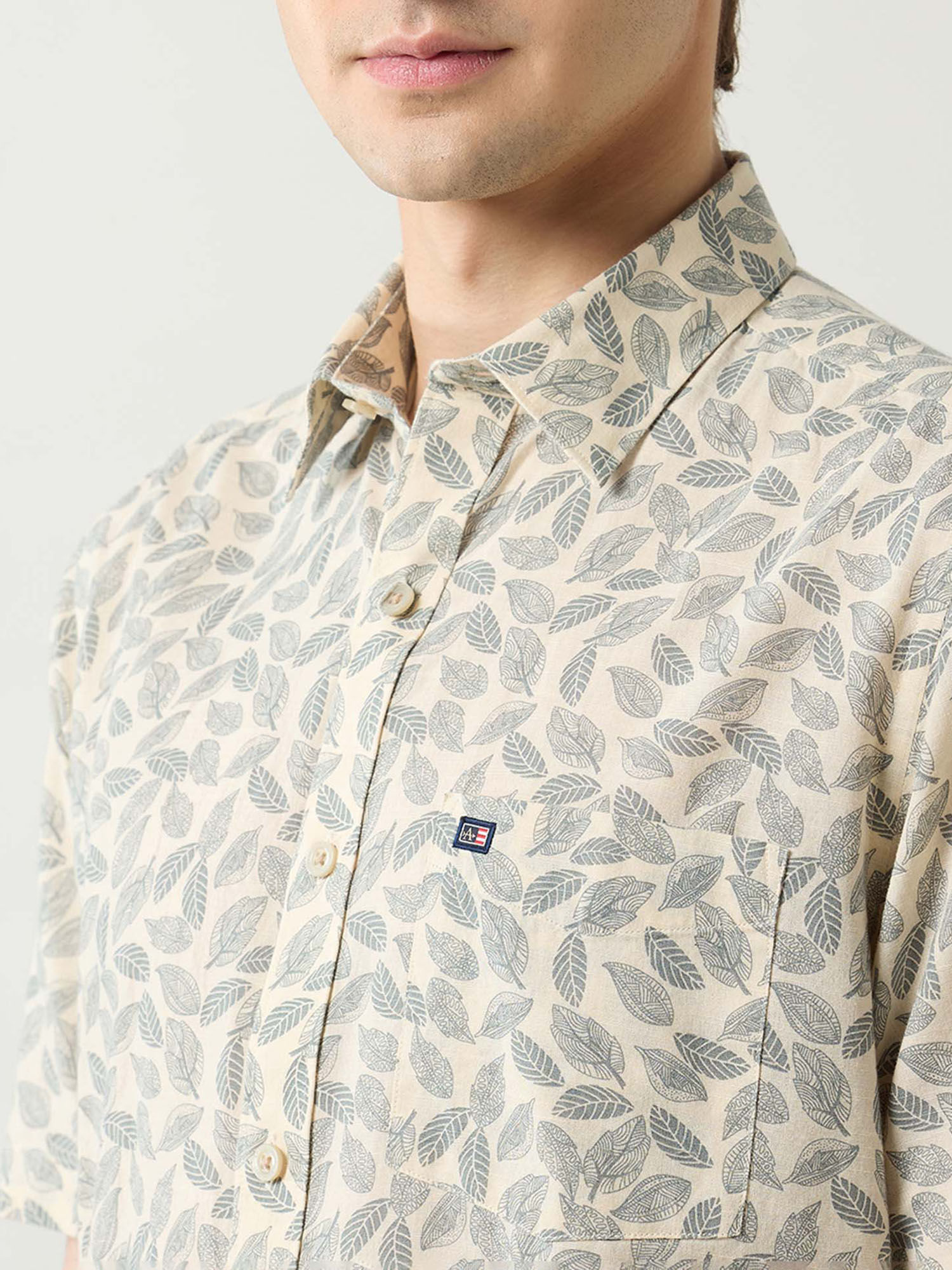 Buy Arrow Sports Men's Tropical Printed Pure Cotton Shirt-Yellow