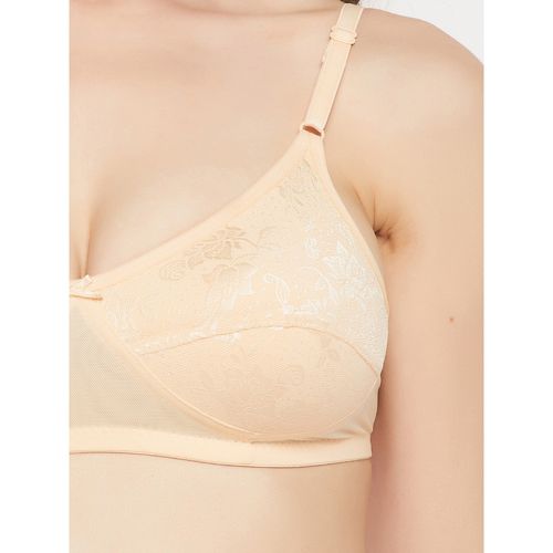 Buy Clovia Lace Solid Non-Padded Full Cup Wire Free Everyday Bra - Nude  Online