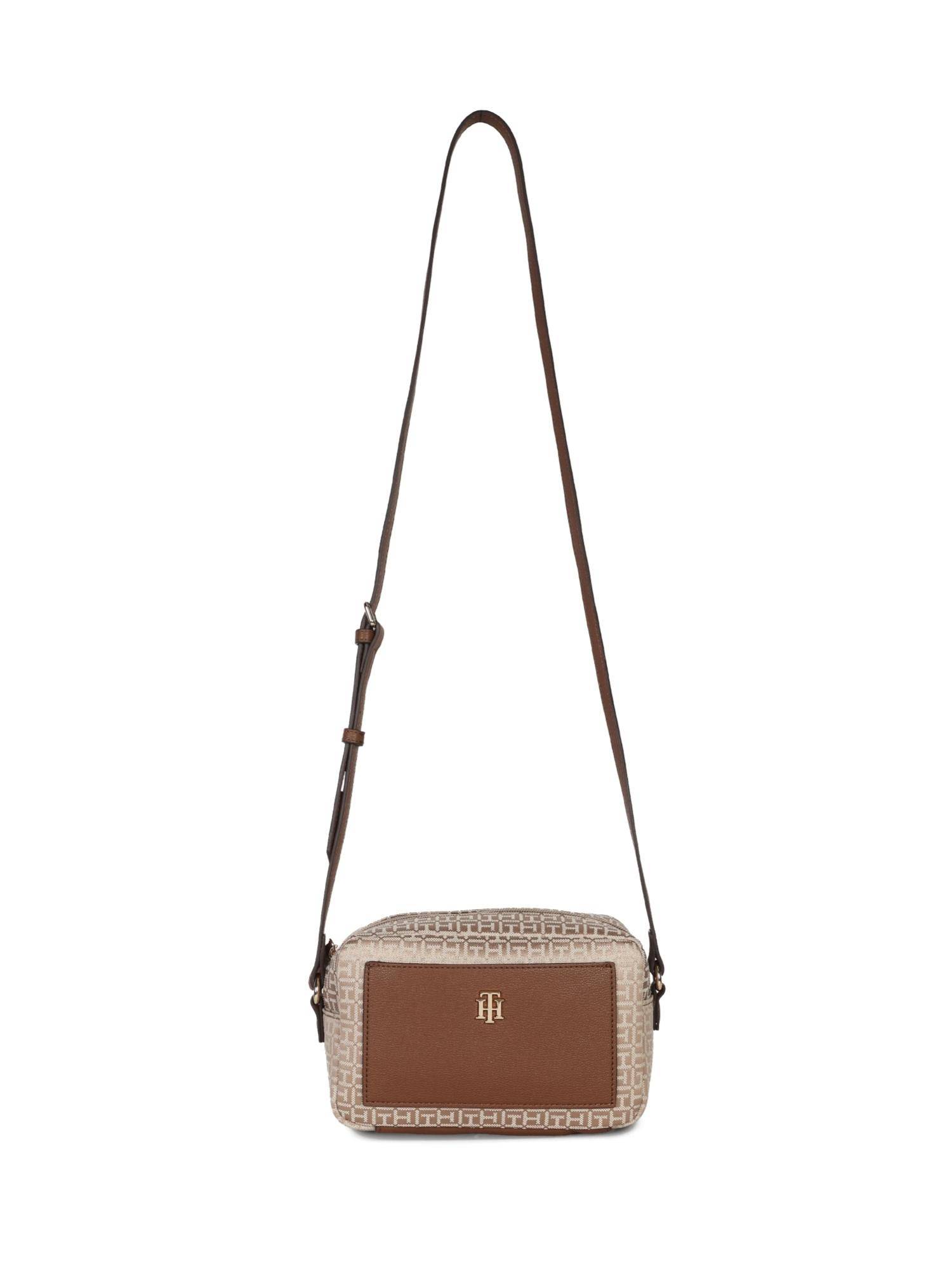 Tommy Hilfiger Logo Beige Polyester Sling Bag