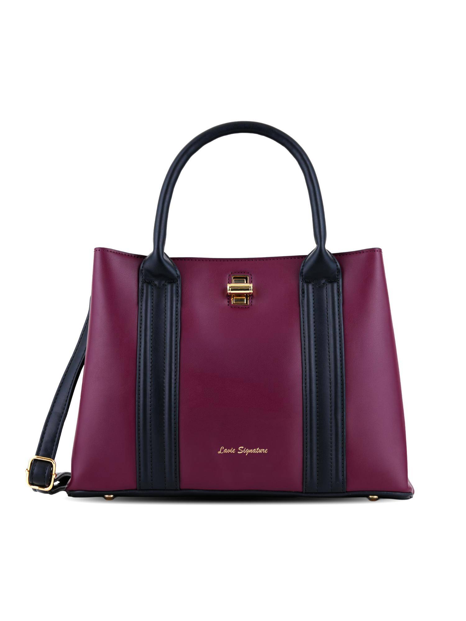 Lavie Signature Women's Juniper Satchel Bag With Detachable Strap - Maroon (M)