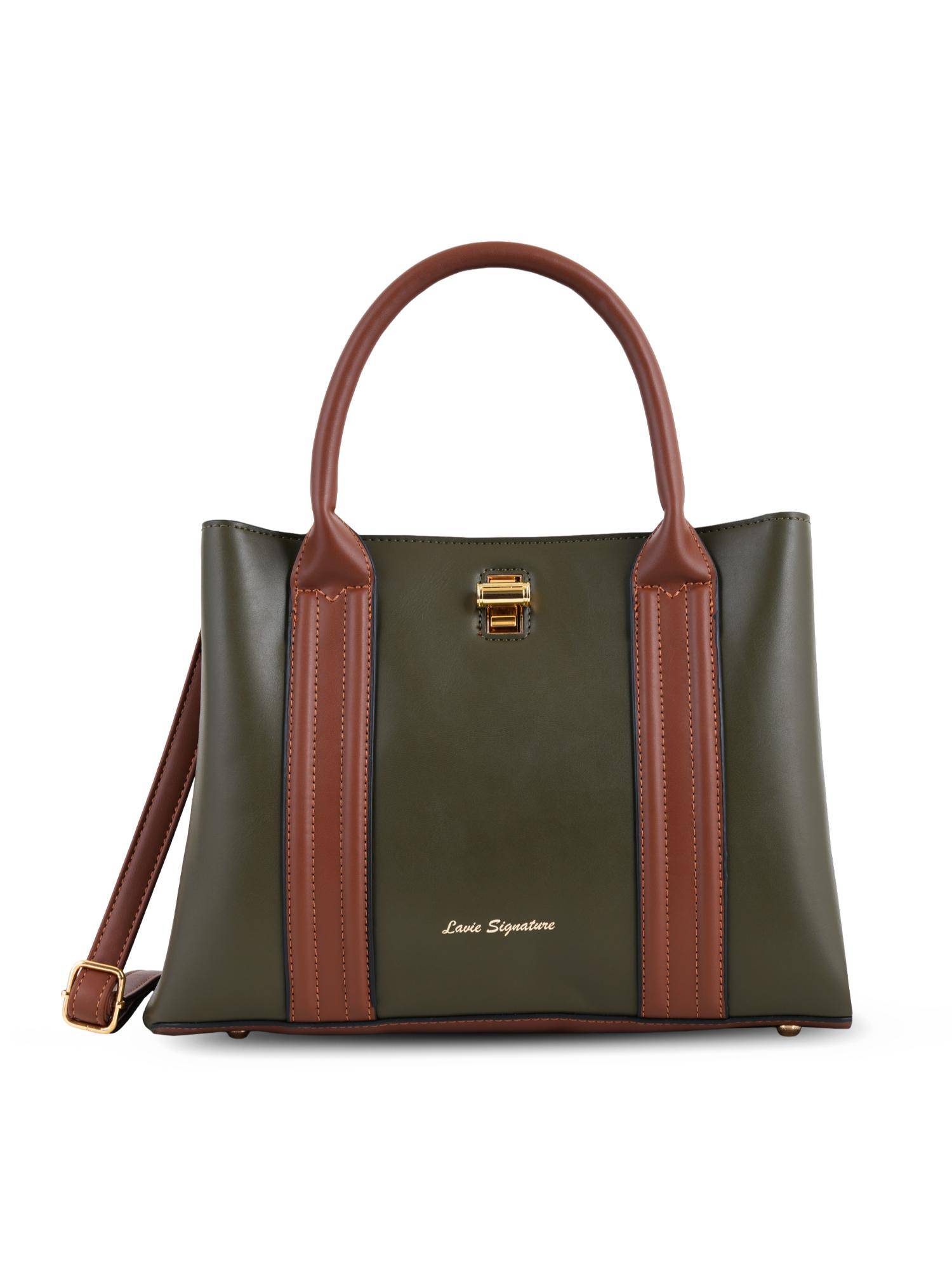 Lavie Signature Women's Juniper Satchel Bag With Detachable Strap - Olive (M)