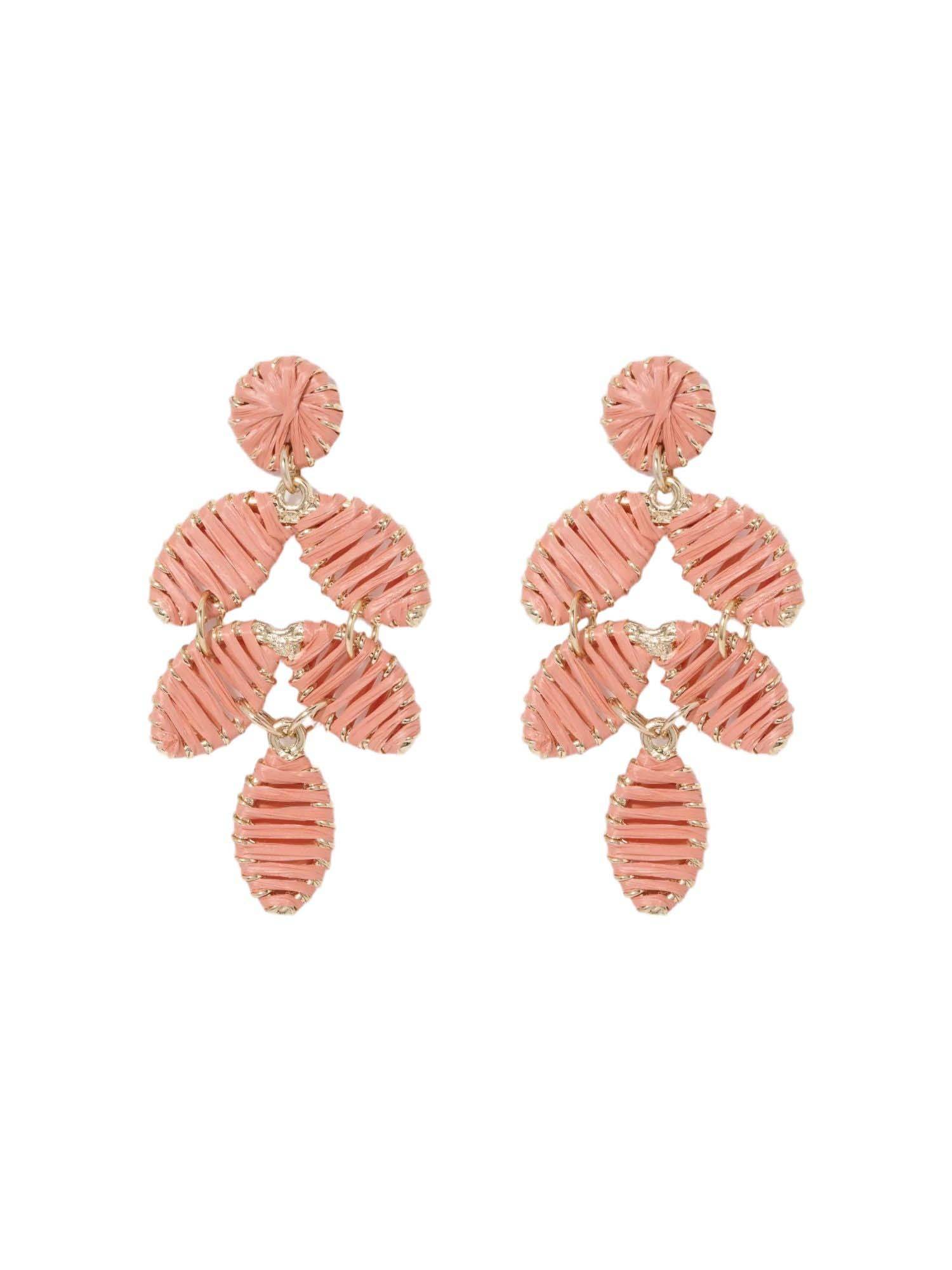 Forever New Abigail Long Peach Petal Weave Drop Earrings