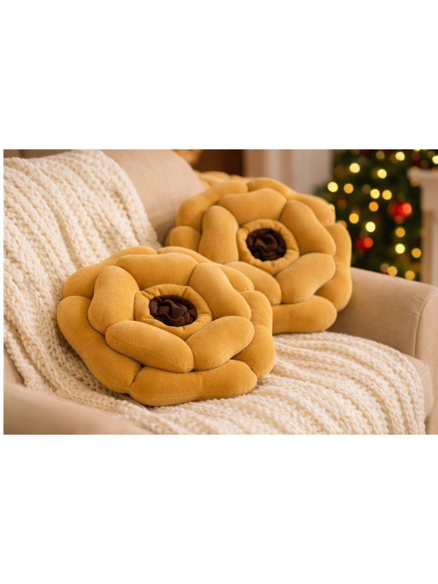 BAJO'S Yellow Rose Decorative Cushions (Pack of 2)