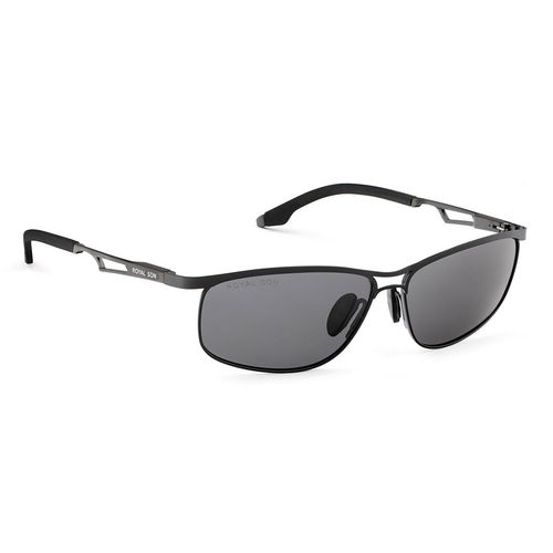 Royal Son Men Wrap Around Polarized UV Protection Sunglasses Black Lens  (Medium)-CHI00109-C1