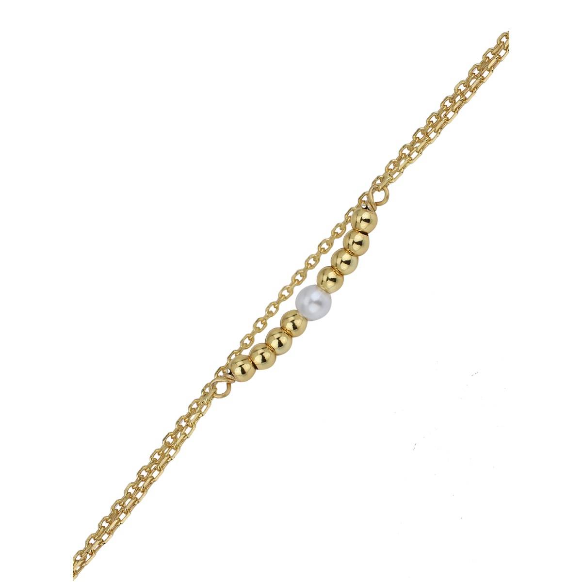 Carlton London 18Kt Gold Plated Double Layer Bracelet with Gold Beads ...